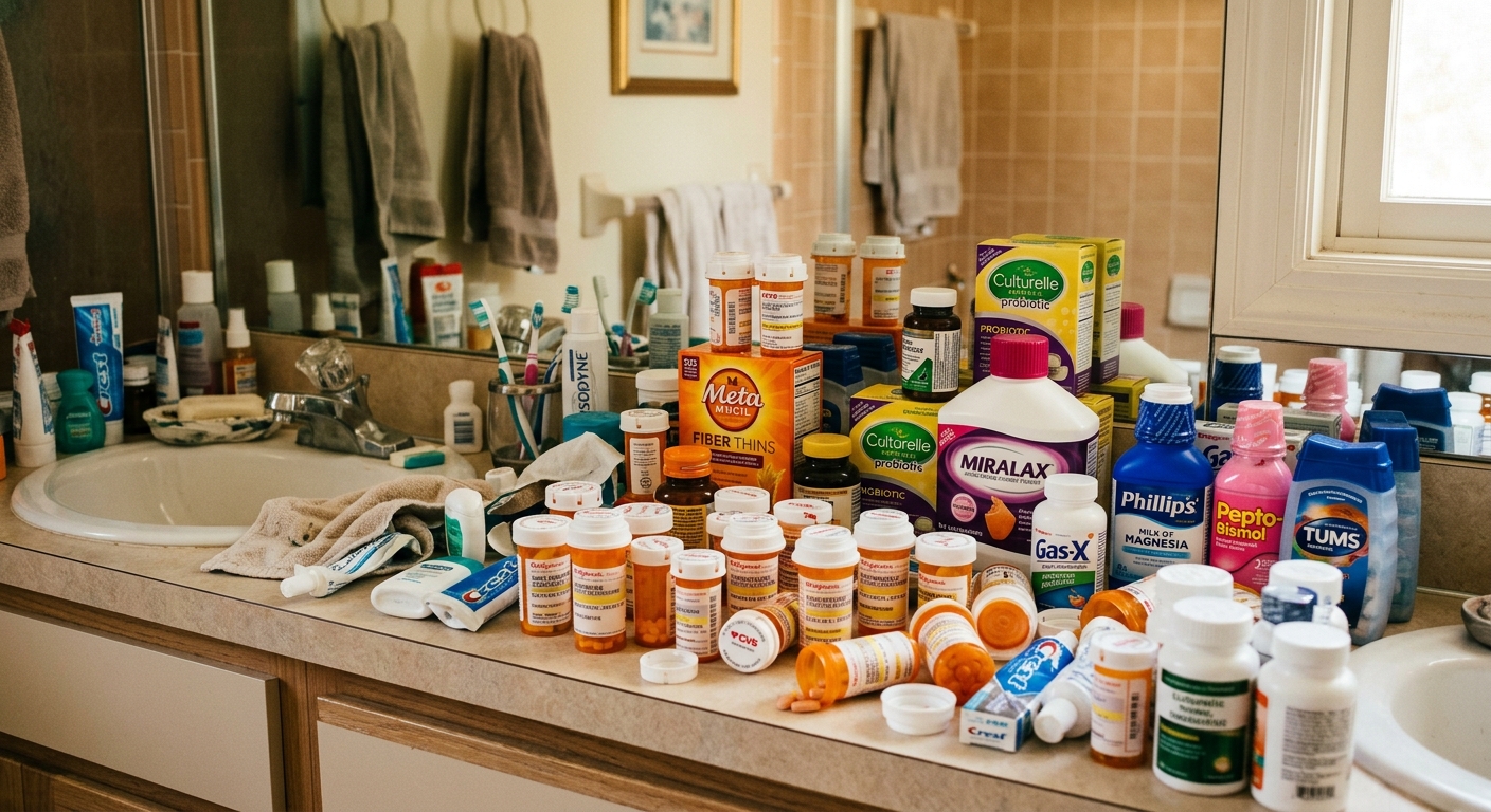 Cluttered pills and supplements